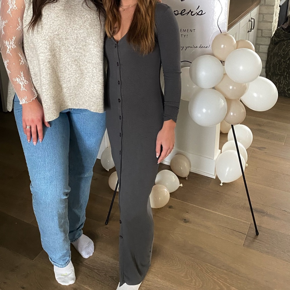 SHEIN Gray Long Sleeve Dress